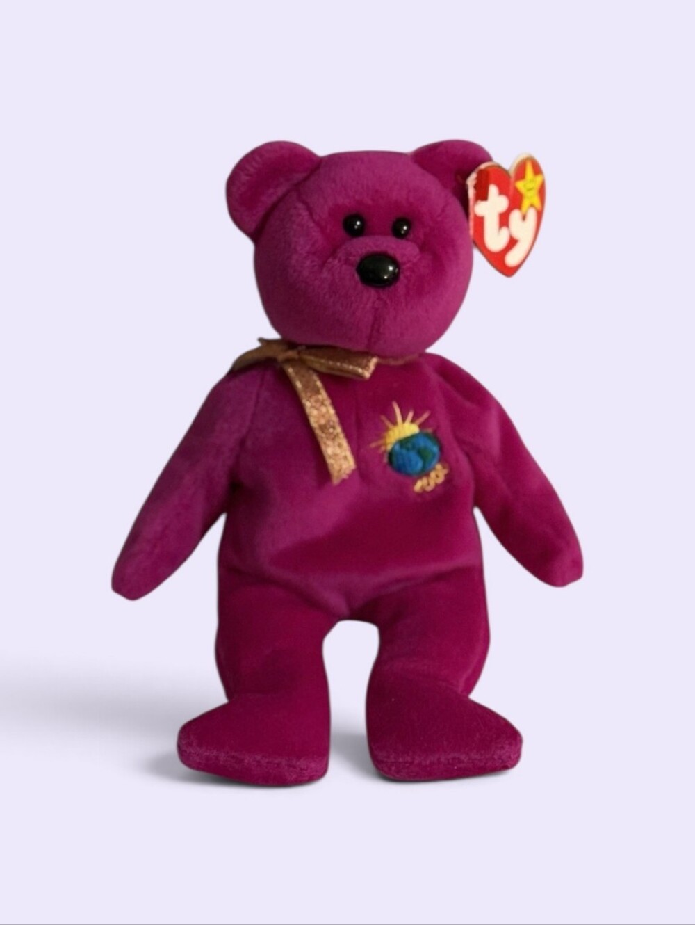 Ty Beanie Babies Millennium Purple Bear Plush 2000 Vintage With Hang Tag MWMT